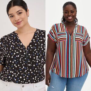 Two Torrid Georgette Zip Front Dolman Sleeve Tops